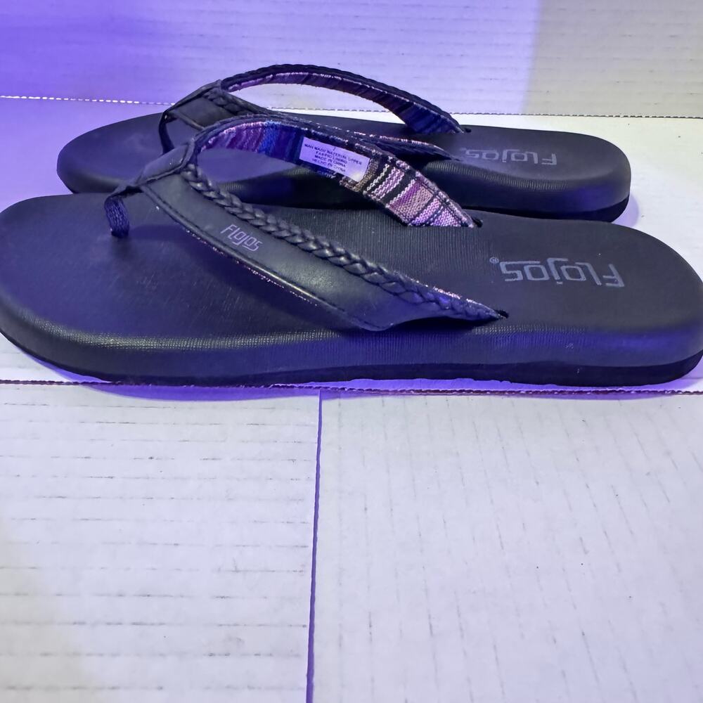 FLOJOS BLACK FLIP FLOPS SZ 7